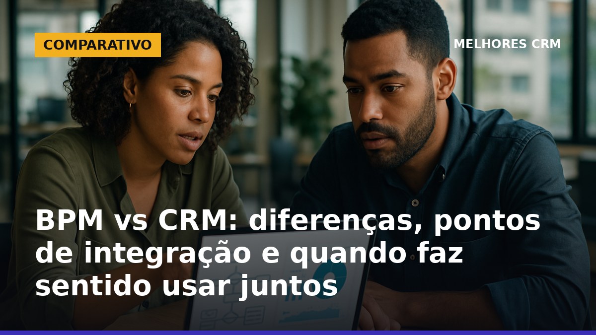 Profissionais brasileiros analisando fluxos de BPM e dados de CRM em reunião, contexto de gestão empresarial
