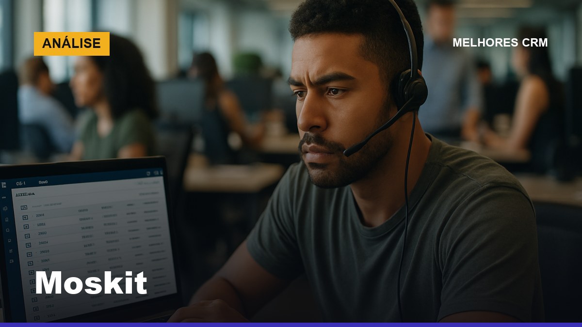 Moskit CRM: vendedor interno brasileiro seguindo cadência de prospecção com ligações e e-mails no CRM