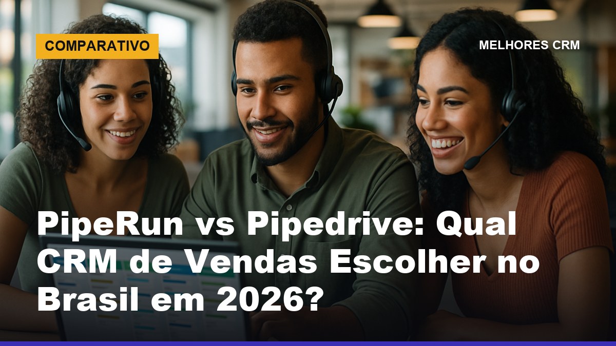Time de inside sales brasileiro comparando CRM PipeRun e Pipedrive no laptop do escritório